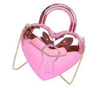 FIRSTXIU Bolso de mano moderno con forma de corazón cruzado, bolso de hombro con correa de cadena, bolso de noche para mujer, delicado uso, Pink, Talla única