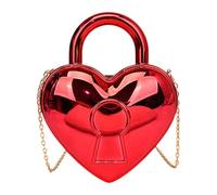 FIRSTXIU Bolso de mano moderno con forma de corazón cruzado, bolso de hombro con correa de cadena, bolso de noche para mujer, delicado uso, Red, Talla única