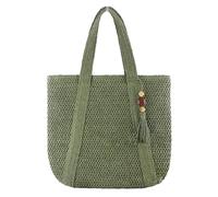 FIRSTXIU Bolso de mano tejido de paja de gran capacidad, a la moda, de color sólido, para mujeres y niñas, Green, Reference image information