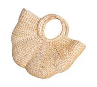 FIRSTXIU Bolso de paja para mujer, elegante bolso de mano, tejido a mano, para vacaciones, viajes, paja, 30x28cm