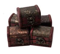 FIRSTXIU Caja de almacenamiento de joyas vintage hecha a mano decorativa de madera para organizar tesoros, caja de regalo con textura de madera para anillos
