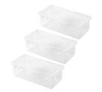 FIRSTXIU Caja rígida apilable transparente de gran capacidad para lápices, organizador de colores, organizador de lápices con separadores ajustables, 3 paquetes