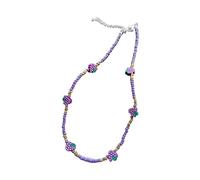 FIRSTXIU Collar colorido con cuentas de varias frutas, cadena de clavícula azul ajustable para mujeres y niñas, joyería hecha a mano, As shown, Mi Zhu