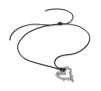 FIRSTXIU Collar con colgante de corazón hueco, collar de cuerda de cera, cadena de clavícula, gargantilla ajustable, joyería de declaración, As shown, Aleación y cuerda de cera