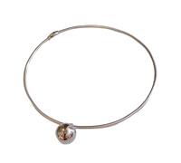 FIRSTXIU Collar con colgante en forma de corazón/esfera, cadena de hueso de serpiente, gargantilla de clavícula, para fiestas, accesorios elegantes para mujer, Circumference 43cm, Metal