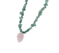 FIRSTXIU Collar, elegante collar de mano de Fátima que simboliza protección y buena suerte en tono elegante con materiales resistentes de piedras naturales, 42-47cm, piedra natural