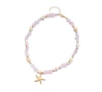FIRSTXIU Collar elegante con cadena ajustable, diseño de estrellas de mar, conchas marinas, joyería ligera para alergia, As shown, Aleación, piedra triturada