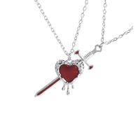 FIRSTXIU Collar elegante con forma de corazón con espadas para parejas, que simboliza el amor y la fuerza, para aniversarios o día de San Valentín, 50cm, Metal