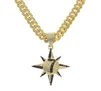 FIRSTXIU Collar para hombre y mujer, collar con colgante de número 7 con cadena cubana, collares hiphop, joyería de moda, punk, The sun is 8 cm and the chain is 50 cm, Metal