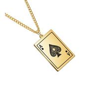 FIRSTXIU Collares, collar con colgante de espadas de acero inoxidable, cadena ajustable, colgante de tarjeta, regalo de joyería para hombres y mujeres, As shown, Acero inoxidable