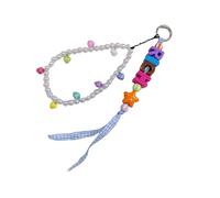 FIRSTXIU Colorido accesorio de acrílico para teléfono móvil, hecho a mano, cordón para teléfono celular, perlas de imitación, corazón con cuentas, llavero moderno para teléfono, D, Talla única