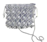 FIRSTXIU Delicado bolso cruzado vintage con perlas tejidas a mano para mujer, bolso de hombro de poliuretano, sofisticado bolso de mujer, Gray, Talla única