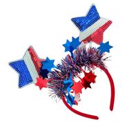 FIRSTXIU Diadema patriótica de reunión familiar brillante con estrella de cinco puntas, decoración para el cabello, guirnaldas de elección, aro para el pelo