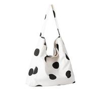 FIRSTXIU Elegante bolsa de hombro de lona lavable de gran tamaño con compartimentos organizativos, bolsa de hombro de lona ligera, White, One Size