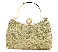 FIRSTXIU Elegante bolso de noche con cadena, delicado bolso de hombro, bolso cruzado para mujer, Gold, Talla única