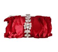 FIRSTXIU Elegante bolso de noche con cadena, delicado bolso de mano de flores cruzado, bolso de hombro para ocasión de fiesta, Red, Talla única