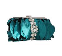 FIRSTXIU Elegante bolso de noche con cadena, delicado bolso de mano de flores cruzado, bolso de hombro para ocasión de fiesta, Green, Talla única