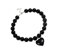 FIRSTXIU Elegante collar de corazón grande con cuentas que simboliza el amor eterno y la sofisticación para mujeres a la moda, Vidrio