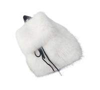FIRSTXIU Elegante mochila peluda de felpa para mujer, color sólido, con cordón, pequeña bolsa de hombro con fundas de solapa para comodidad de invierno, blanco, As shown in the picture (error 1-3cm)