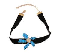 FIRSTXIU Gargantilla floral punteada con efecto de gota de aceite, cadena ajustable para el cuello, cadena de clavícula ajustable, piezas de joyería de moda, As shown, Tela aterciopelada + aleación +
