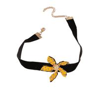 FIRSTXIU Gargantilla floral punteada con efecto de gota de aceite, cadena ajustable para el cuello, cadena de clavícula ajustable, piezas de joyería de moda, As shown, Tela aterciopelada + aleación +