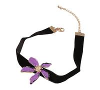 FIRSTXIU Gargantilla floral punteada con efecto de gota de aceite, cadena ajustable para el cuello, cadena de clavícula ajustable, piezas de joyería de moda, As shown, Tela aterciopelada + aleación +