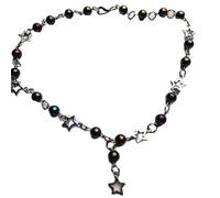 FIRSTXIU Gargantilla gótica hecha a mano con rosario único y moderno inspirado en retro, cadena de clavícula para mujer, As shown, Metal