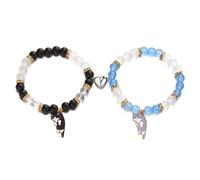 FIRSTXIU Juego de 2 pulseras de cuentas con diseño de gatos, cierre magnético, elegante accesorio de cadena de mano para mujeres de moda