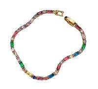 FIRSTXIU Juego de collar y collar multiusos de diamantes coloridos geométricos de inspiración retro para entusiastas de la moda, joyería cuadrada redonda, talla única, como se describe, como se