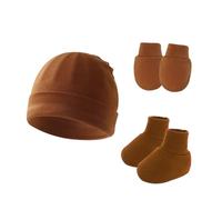 FIRSTXIU Juego de protección para bebés, gorro suave y ajustable con guantes y calcetines, accesorios para recién nacidos, gorro para recién nacidos, conjunto de protección para el calor del bebé