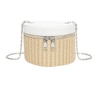 FIRSTXIU Llamativo bolso de mano tejido delicado bolso de hombro de paja bolso cruzado de piel sintética para mujer, White, Talla única
