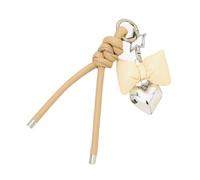 FIRSTXIU Llavero de mariposa de piel sintética con colgante de lazo para bolso, elegante decoración de bolso y llavero de moda para teléfono inteligente, caqui