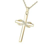FIRSTXIU Love You Forever - Collar religioso con colgante de color dorado, joyería de fe para novia, familia, amiga, Acero inoxidable