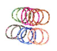 FIRSTXIU Paquete de 12 pulseras de cuentas de cristal agrietadas hechas a mano ajustables para diversas ocasiones