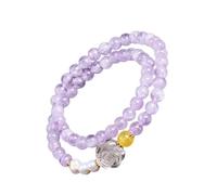 FIRSTXIU Paquete de 2 pulseras de cuentas de cristal hechas a mano, elásticas, coloridas, adecuadas para uso diario y de fiesta, As shown, Cristal