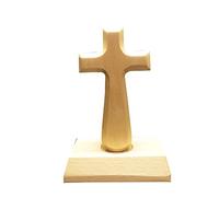 FIRSTXIU Pedestal de madera tallado de Jesús para cruz, mesa, altar, decoración de iglesia, recuerdo religioso, crucifijo de pie con base, 4.7 x 2.5 pulgadas
