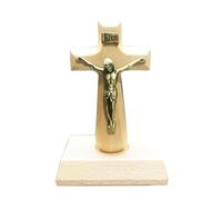 FIRSTXIU Pedestal de madera tallado de Jesús para cruz, mesa, altar, decoración de iglesia, recuerdo religioso, crucifijo de pie con base, 4.7 x 2.5 pulgadas
