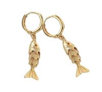 FIRSTXIU Pendientes, aretes únicos de pez que simbolizan vigor y agilidad, anillos colgantes de cobre resistente para un uso cómodo