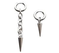 FIRSTXIU Pendientes de aro chapados en plata, minimalistas, de acero inoxidable, con hebilla de oreja, aretes colgantes, joyería punk