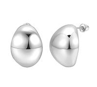 FIRSTXIU Pendientes de guisantes dorados y plateados, semicirculares, gruesos, en forma de C, huecos, minimalistas, retro, irregulares, para mujer