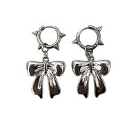 FIRSTXIU Pendientes de nudo de mariposa de plata para mujer, piercing de oreja con lazo, adorno delicado con forma de lazo, adorno de joyería