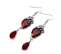 FIRSTXIU Pendientes, diseño de corazón que late asimétrico, cadena con clip, joyería gótica para vampiro Bohe