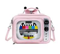 FIRSTXIU Retro Designs - Bolso de hombro para mujer con ventana transparente y correa ajustable para uso diario, Pink, As shown in the picture (error 1-3cm)