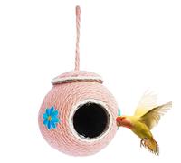 Firulab Coco,Pajarera simulación cáscara Coco Natural Tejida a Mano | pájaros antimordidas con Cubierta Tejida Cuerda para Loros, periquitos, cotorras, cacatúas