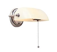 FIRVRE Banquero Lámpara de Pared Blanco Tradicional Europeo Clásico con Pantalla Retro Ajustable e Interruptor Apliques de Cadena Para Dormitorio Pasillo Biblioteca Sala De Estudio