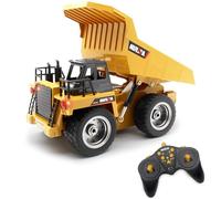 fisca Camión volquete a control remoto de 2.4 GHz 4WD RC Truck 6 canales de construcción de minas modelo de máquina de juguete con luz LED y cabina de metal para niños