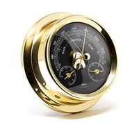 Fischer 1508BTH-45.6 - Estación meteorológica, latón, Barómetro marítimo con mecanismo visible, combinado con termómetro e higrómetro