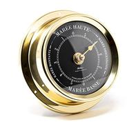 Fischer 1508TD-45.6 - Reloj marítimo de marea de 125 mm, esfera negra, caja de latón, fabricado en Alemania