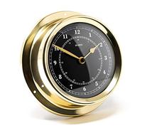 Fischer 1508U-45.6 - Reloj de Cuarzo marítimo - Medidor de 125 mm con Esfera Negra y Carcasa de latón Fabricado en Alemania