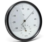 Fischer 186TH-06 - Termómetro e higrómetro bimetálico de 160 mm, acero inoxidable, color negro